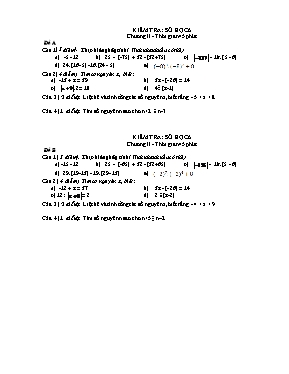 Kiểm tra Số học 6 - Chương II